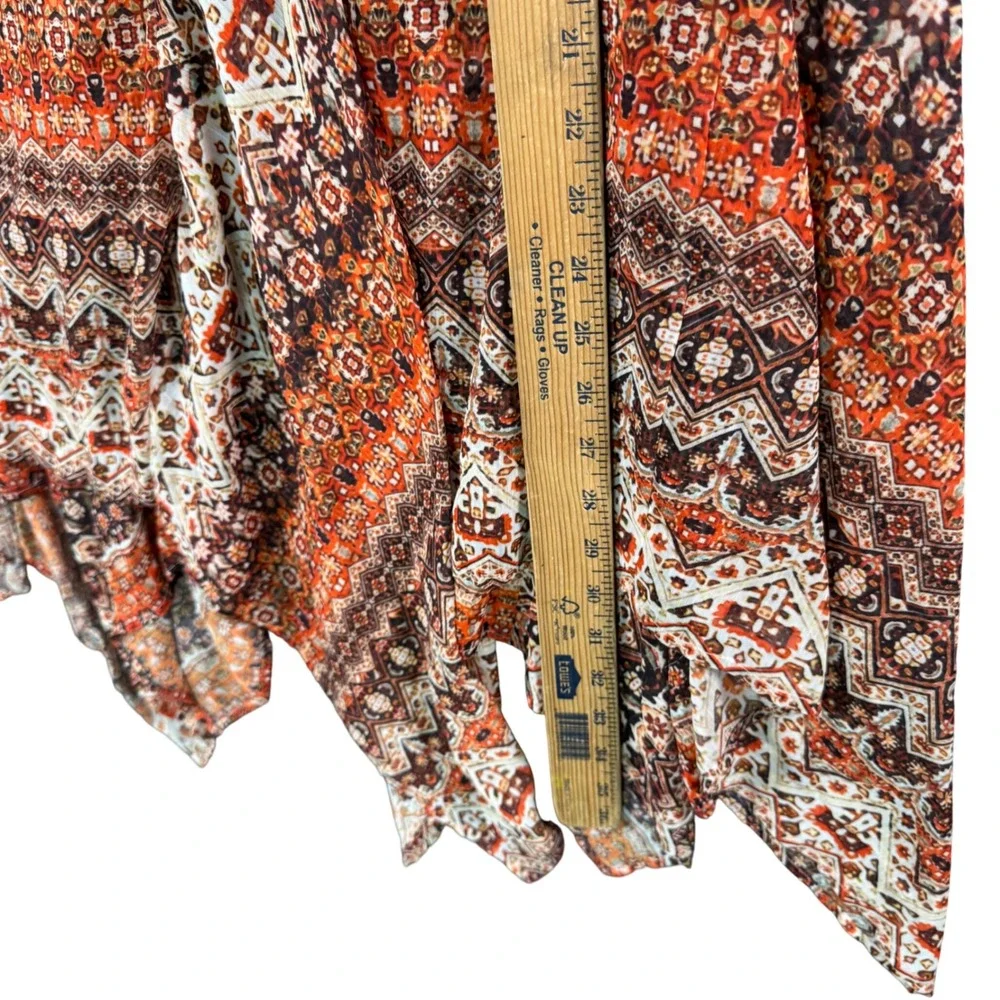 Cristina Boho Maxi Skirt‎ Tribal Print Asymmetrical Hem Y2K Festival Style XL - Picture 6 of 7